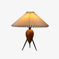 Table Lamp 14.9 Inches Burl Wood Base Fabric Shade