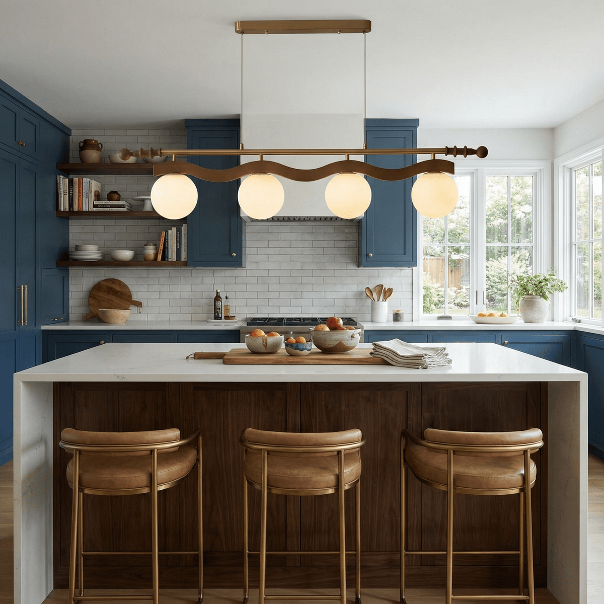 Linear Pendant Light 39.4 or 47.2 Inches 4 Glass Globes