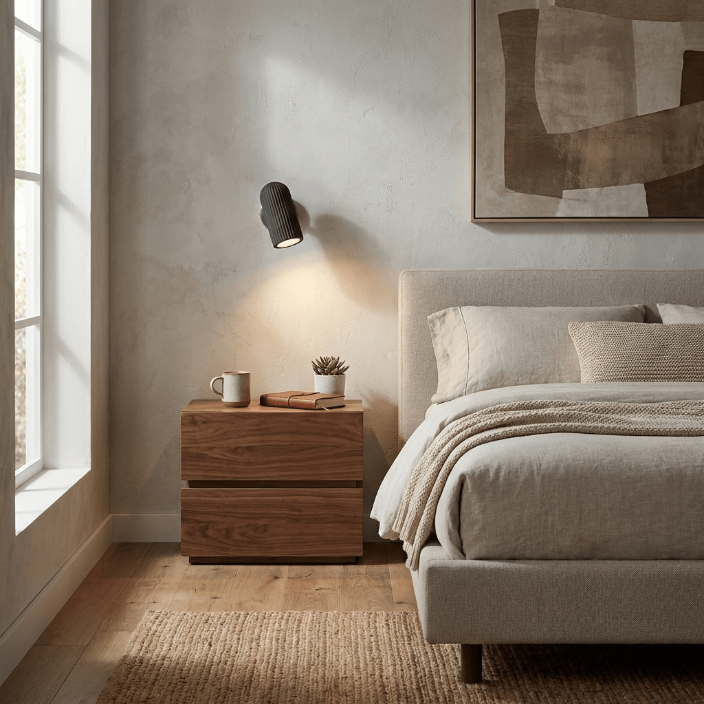 Wall Light 6.3 Inches Angled Wood Cylinder Shade Nickel Backplate
