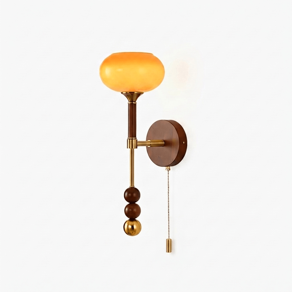 Wall Sconce 19.7 Inches Glass Shade Wood and Metal 8 Models