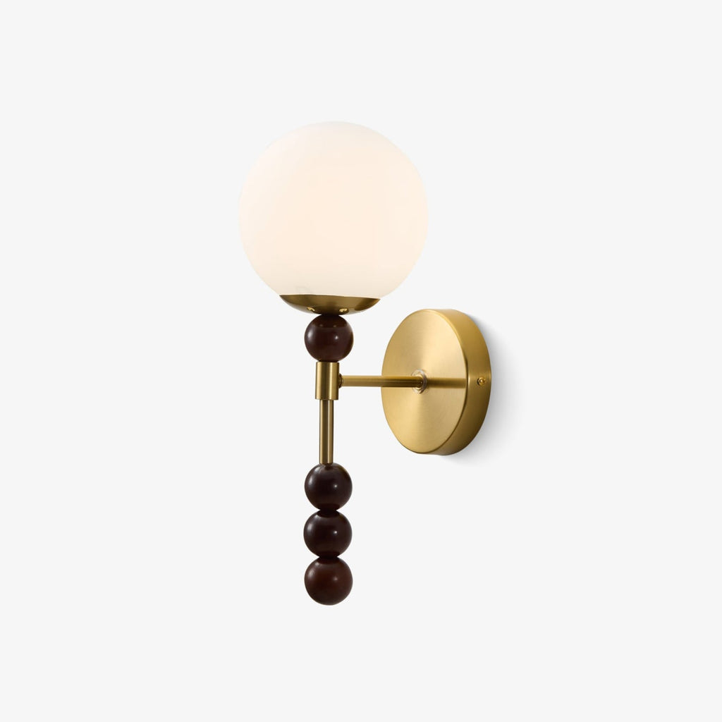 Wall Sconce 16.5 Inches Globe Glass Shade Stacked Wood Base