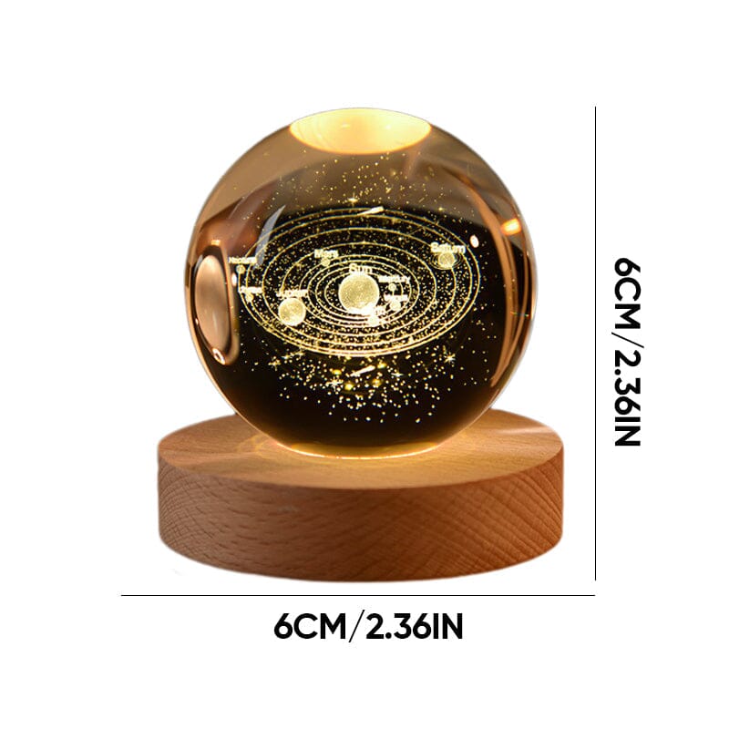 3D Crystal Ball Night Light with Wood Base 2.4 or 3.1 Inch Set of 2