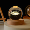 3D Crystal Ball Night Light with Wood Base 2.4 or 3.1 Inch Set of 2