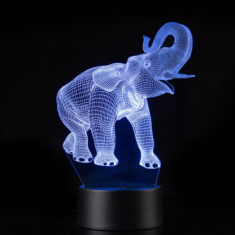 3D Illusion Night Light Acrylic Animal Panel 7 Colors Set of 3