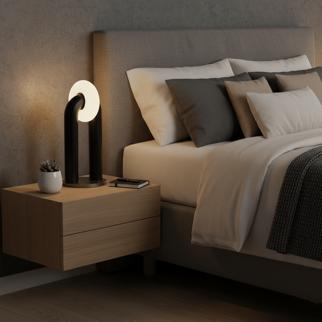 Table Lamp 17.7 Inches Arched Wood Base Integrated LED