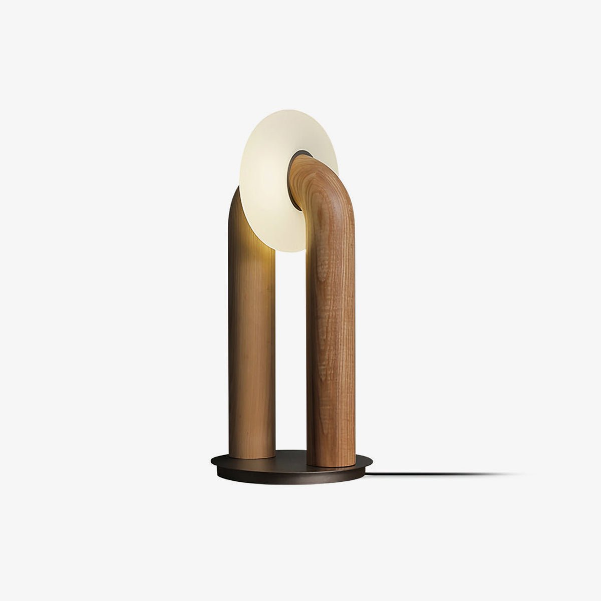 Table Lamp 17.7 Inches Arched Wood Base Integrated LED