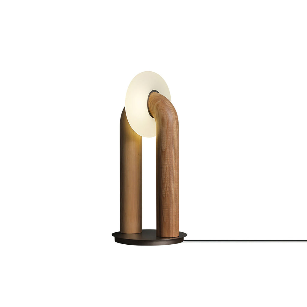 Table Lamp 17.7 Inches Arched Wood Base Integrated LED