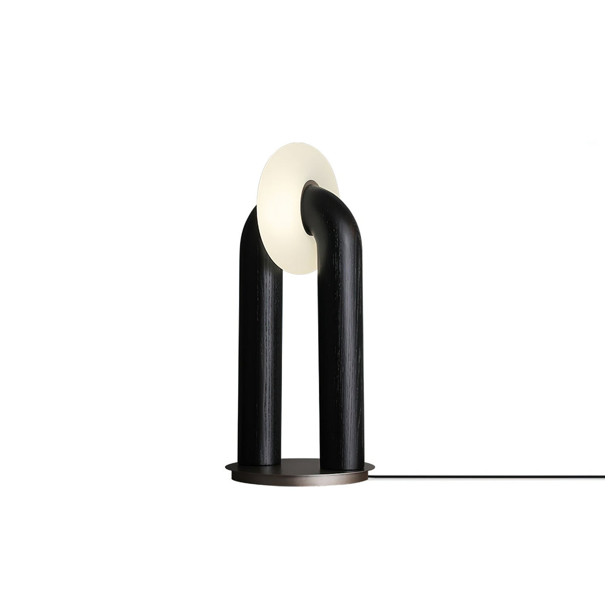 Table Lamp 17.7 Inches Arched Wood Base Integrated LED