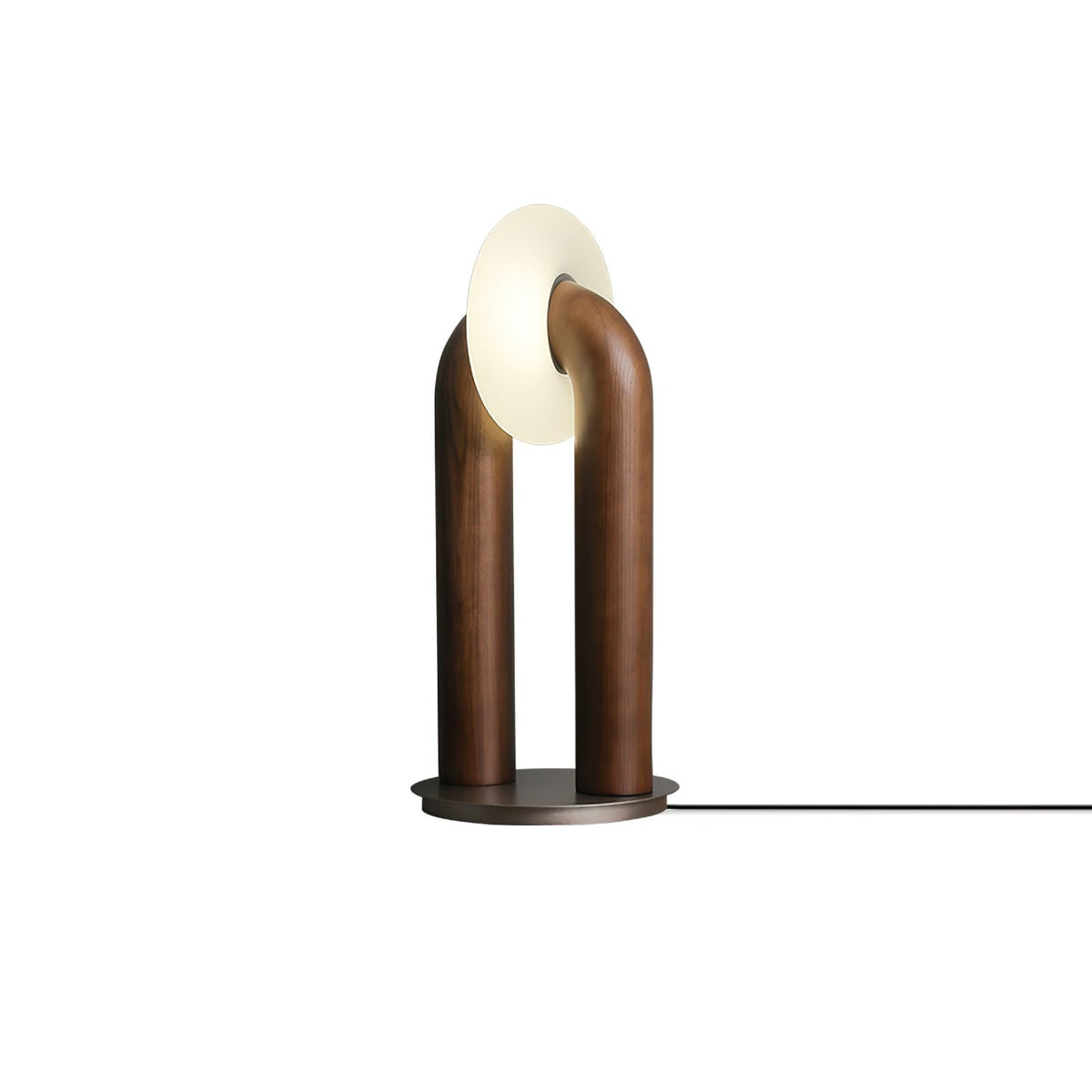 Table Lamp 17.7 Inches Arched Wood Base Integrated LED