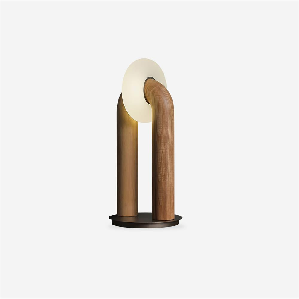 Table Lamp 17.7 Inches Arched Wood Base Integrated LED