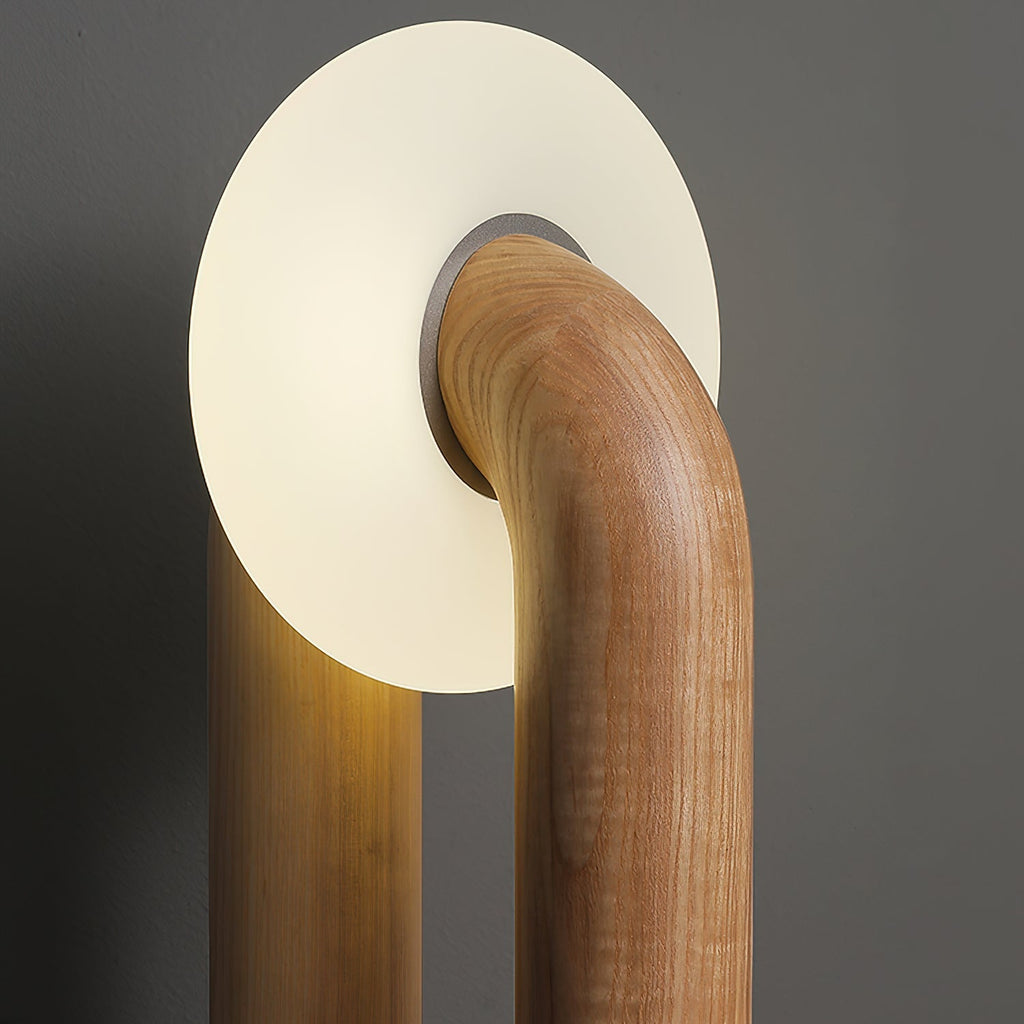Table Lamp 17.7 Inches Arched Wood Base Integrated LED
