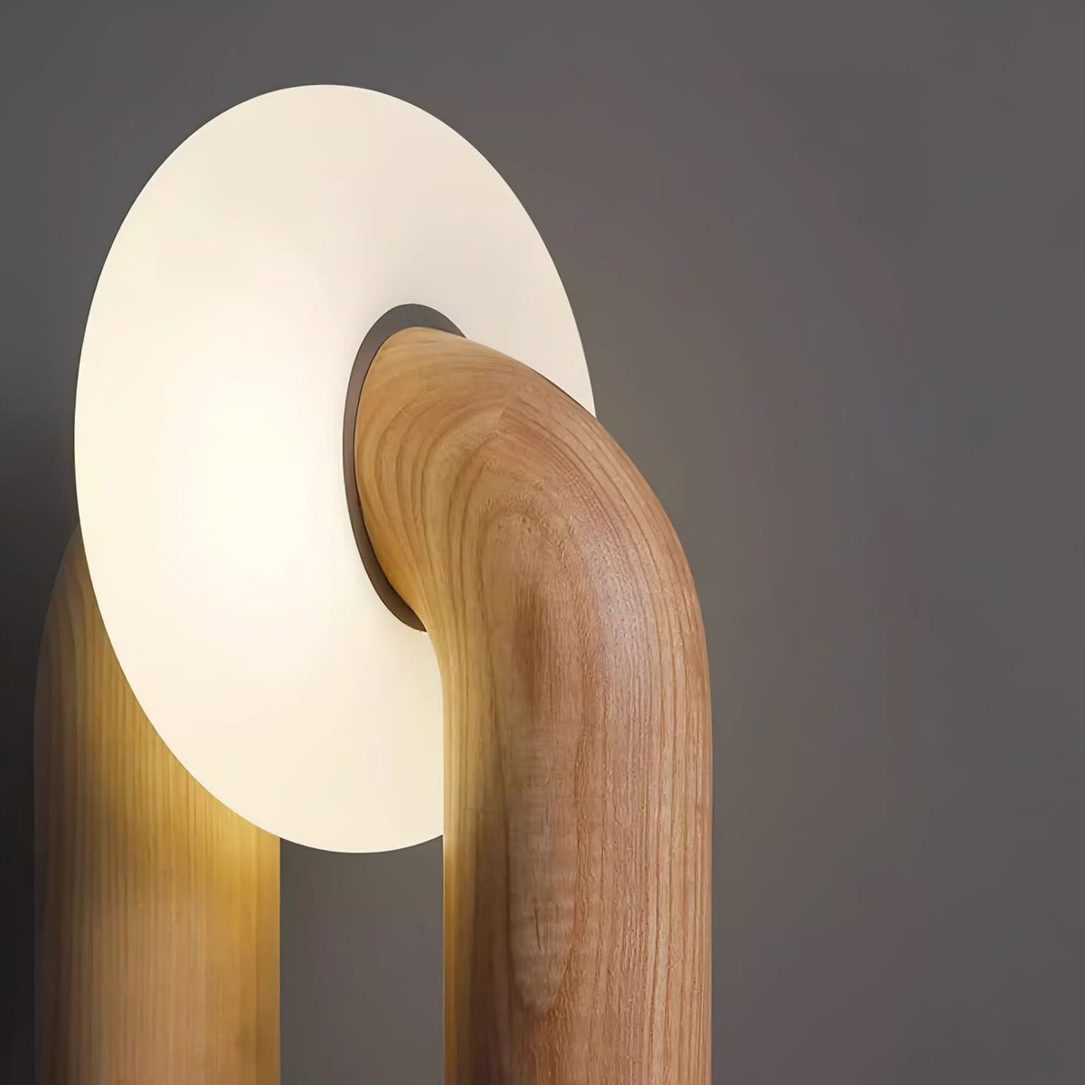 Table Lamp 17.7 Inches Arched Wood Base Integrated LED