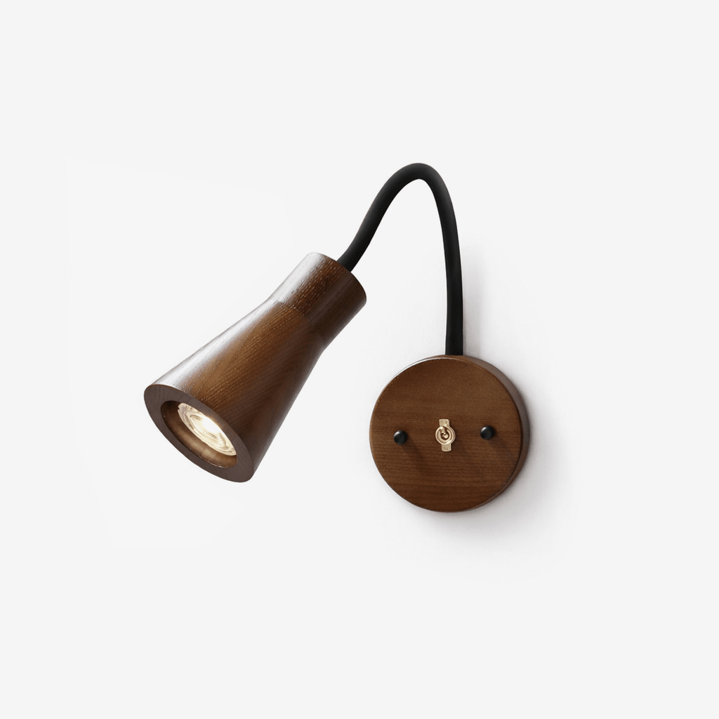 Wall Light 5.9 Inches Wood Shade Curved Arm