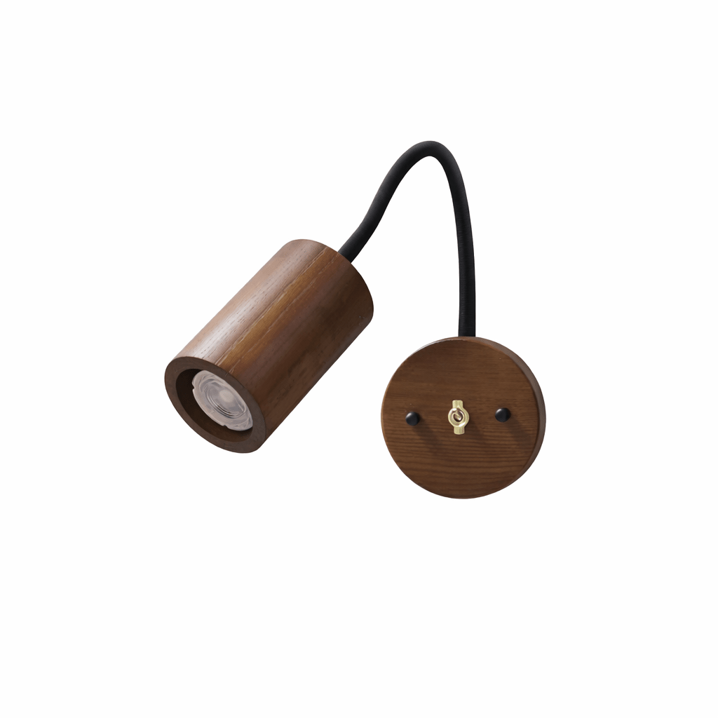 Wall Light 5.9 Inches Wood Shade Curved Arm