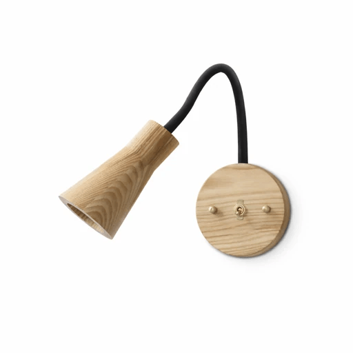 Wall Light 5.9 Inches Wood Shade Curved Arm