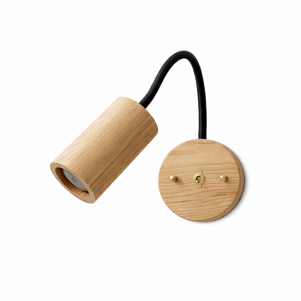 Wall Light 5.9 Inches Wood Shade Curved Arm
