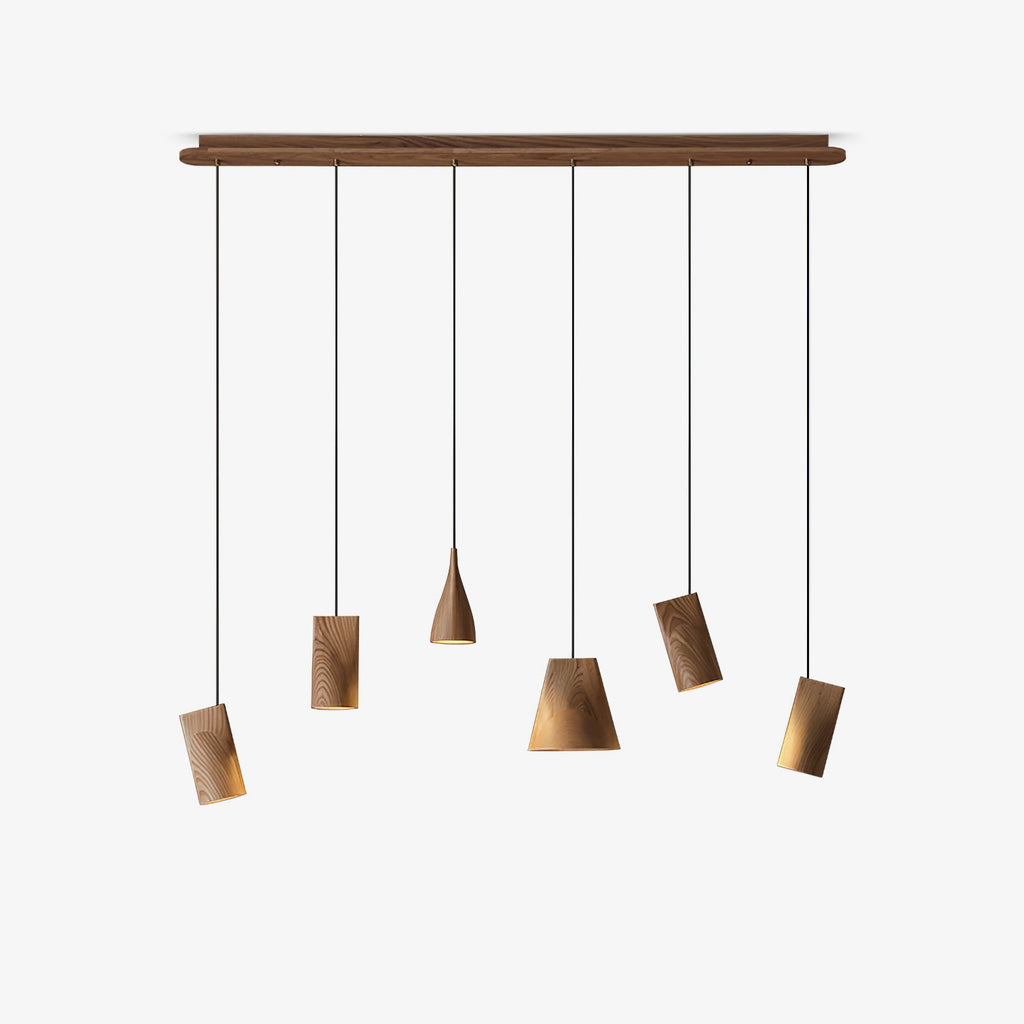 Wood Pendant Light 4 Mode 2 Head Clusters