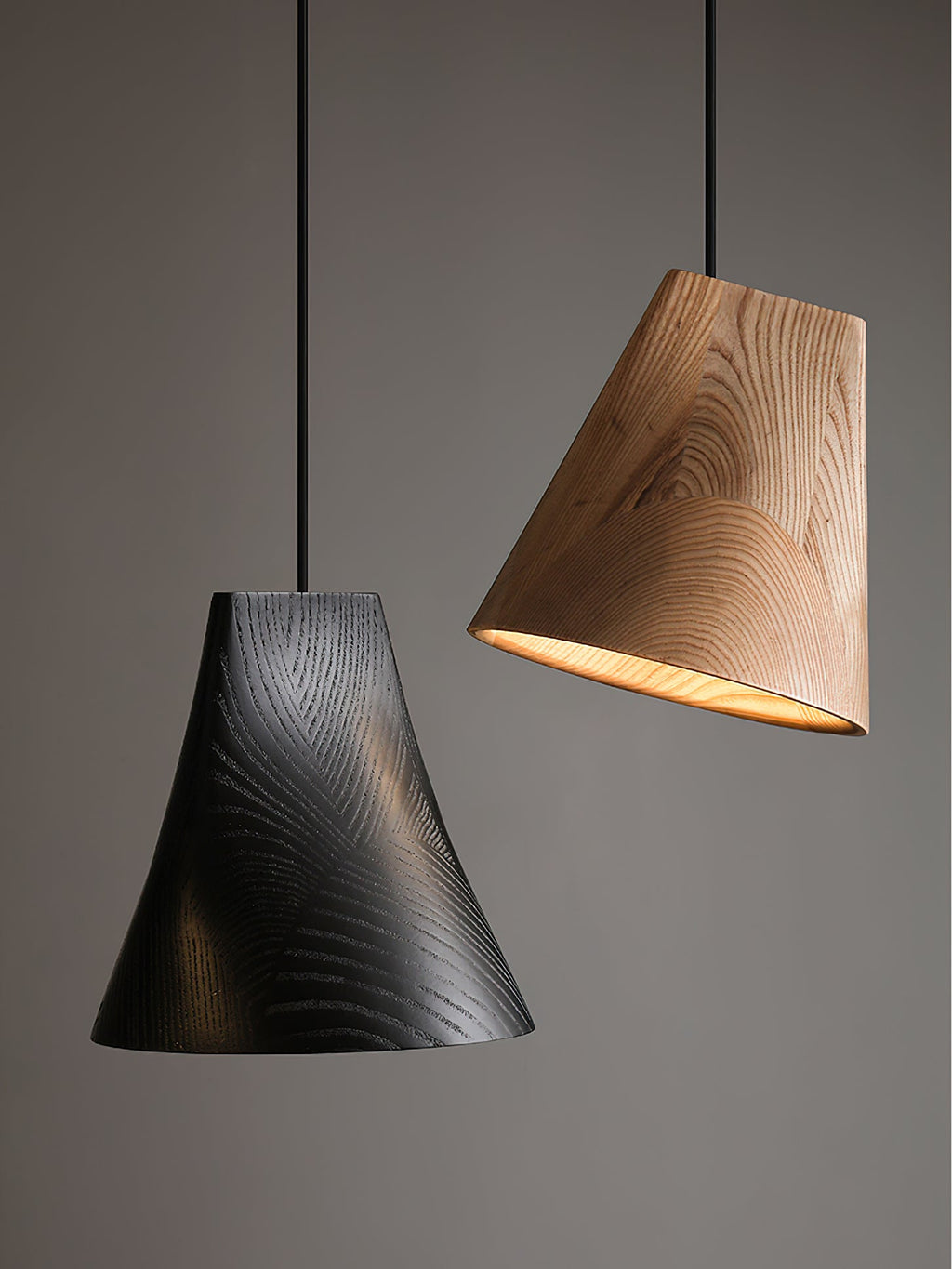 Wood Pendant Light 4 Mode 2 Head Clusters