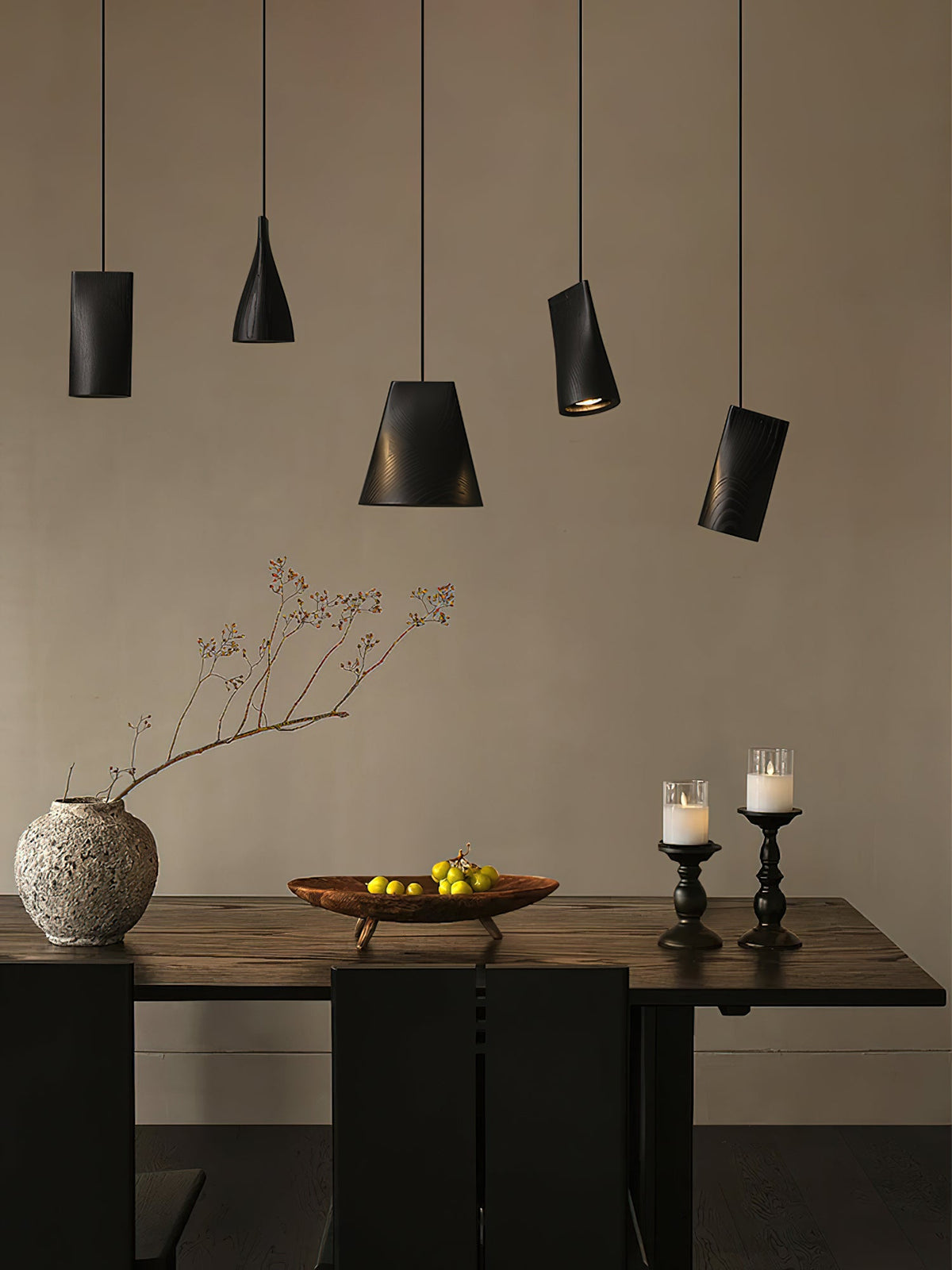 Wood Pendant Light 4 Mode 2 Head Clusters