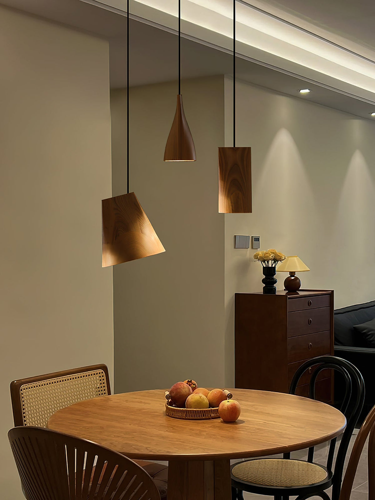 Wood Pendant Light 4 Mode 2 Head Clusters