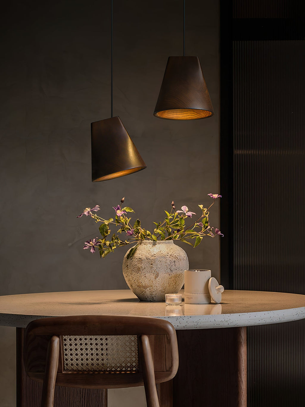 Wood Pendant Light 4 Mode 2 Head Clusters
