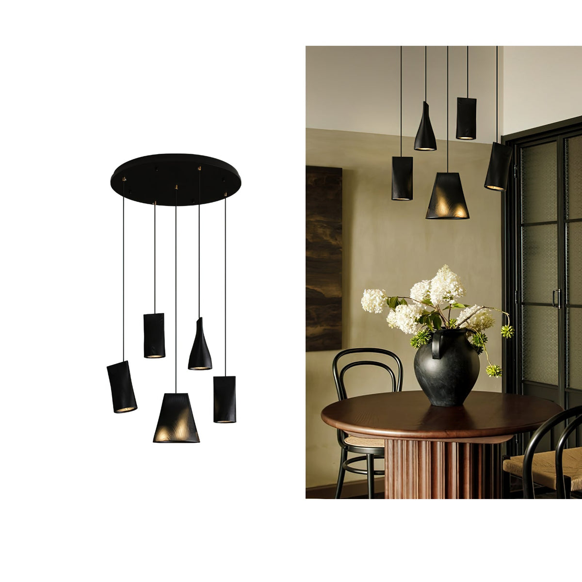Wood Pendant Light 4 Mode 2 Head Clusters
