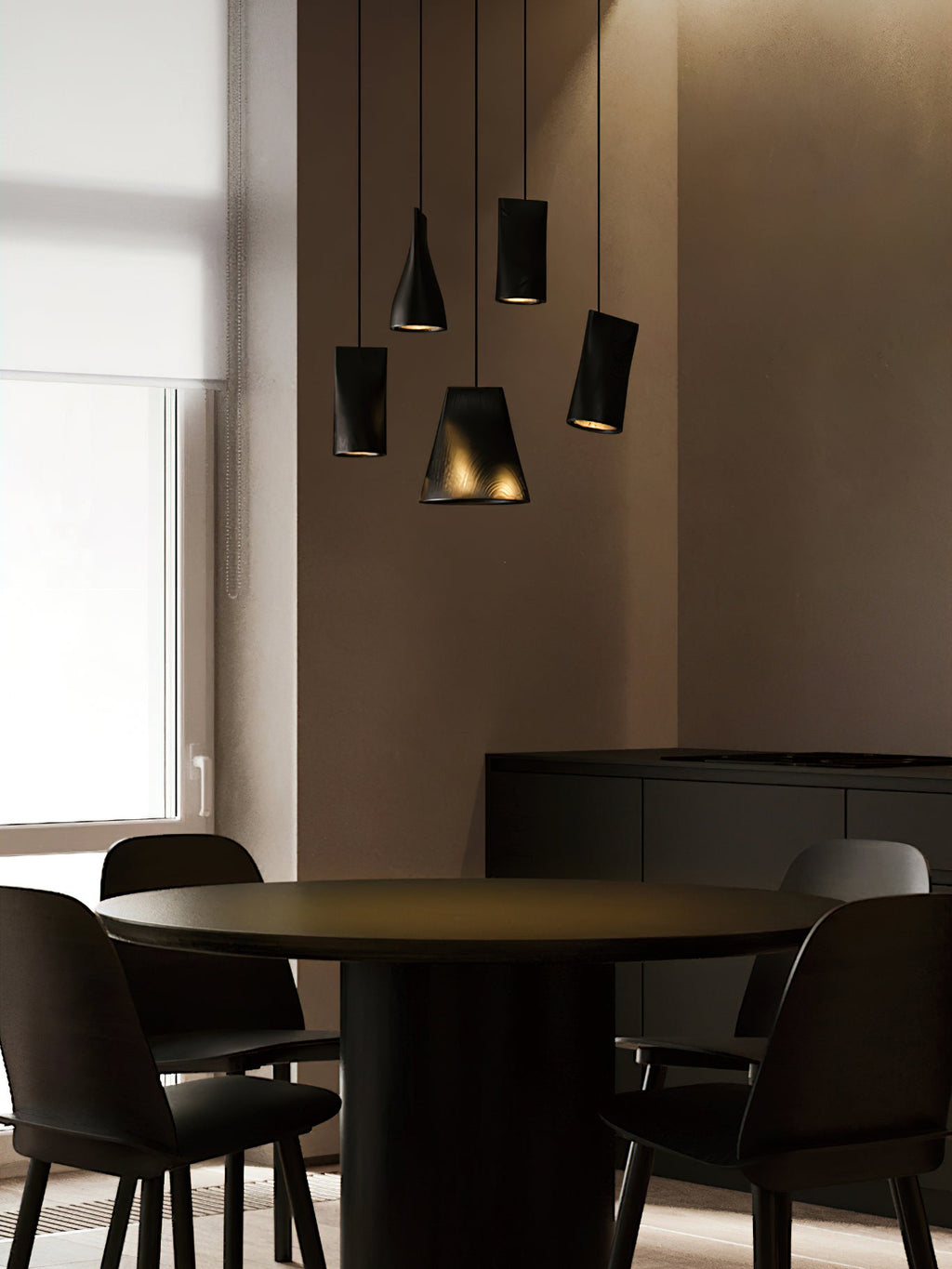 Wood Pendant Light 4 Mode 2 Head Clusters