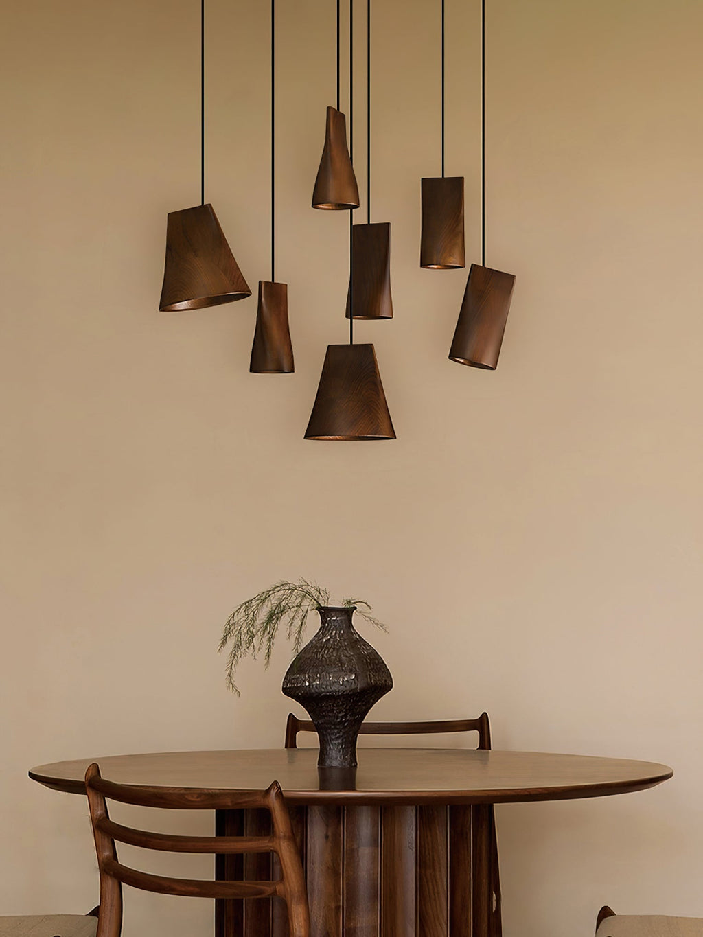 Wood Pendant Light 4 Mode 2 Head Clusters