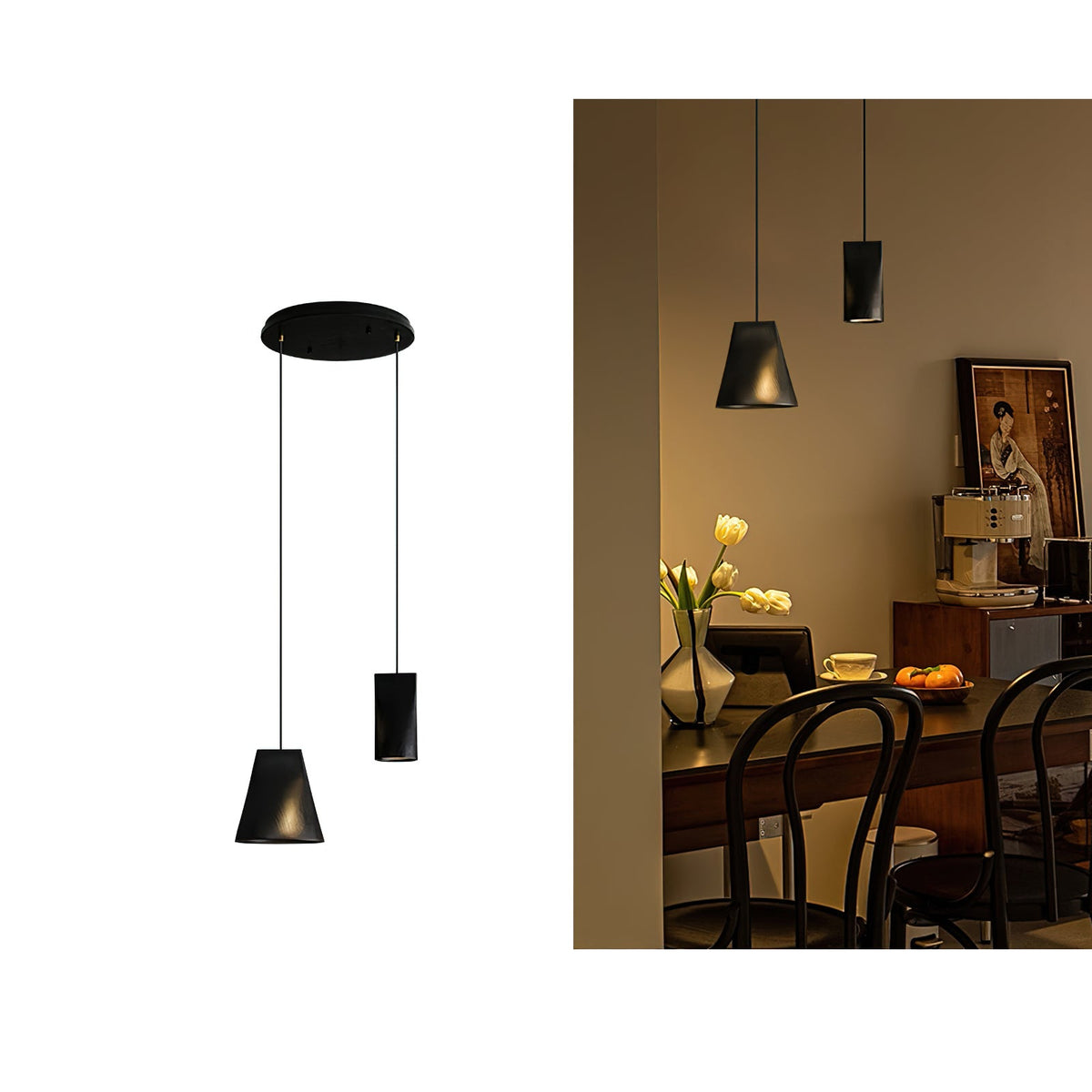 Wood Pendant Light 4 Mode 2 Head Clusters
