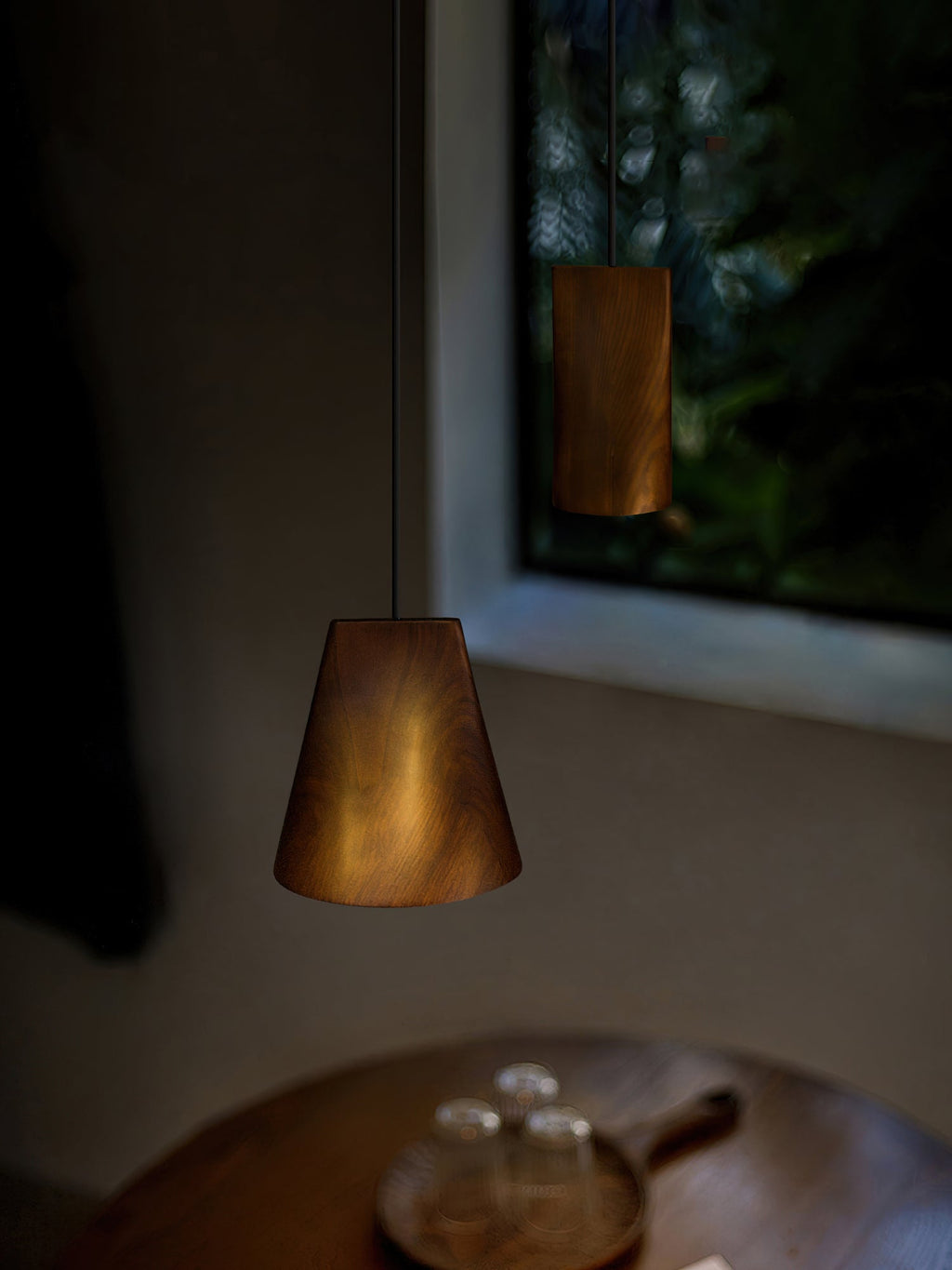Wood Pendant Light 4 Mode 2 Head Clusters
