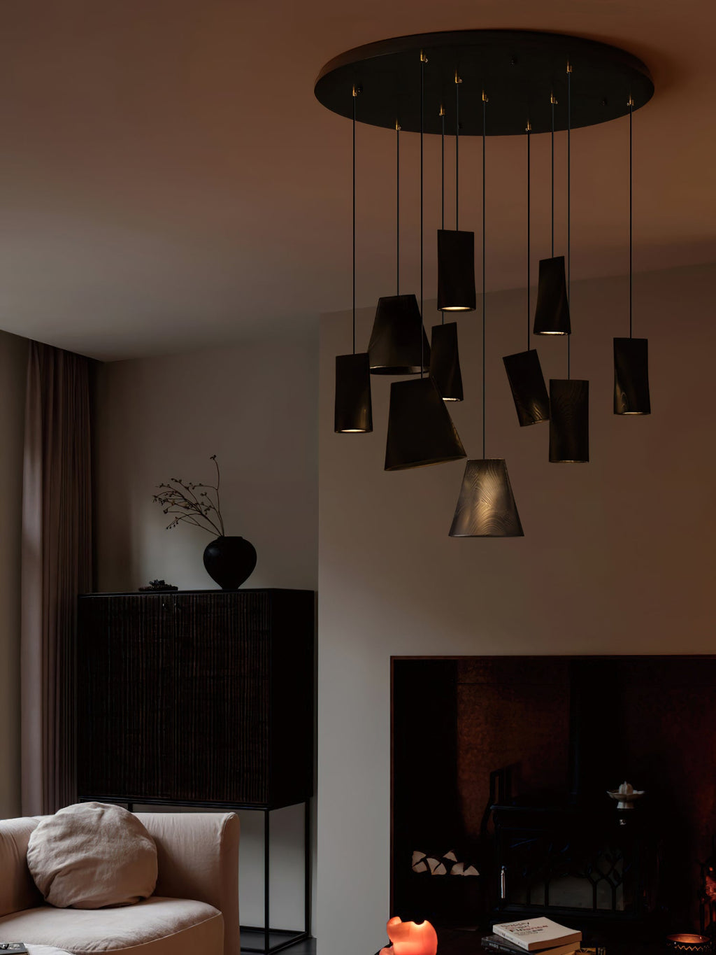 Wood Pendant Light 4 Mode 2 Head Clusters