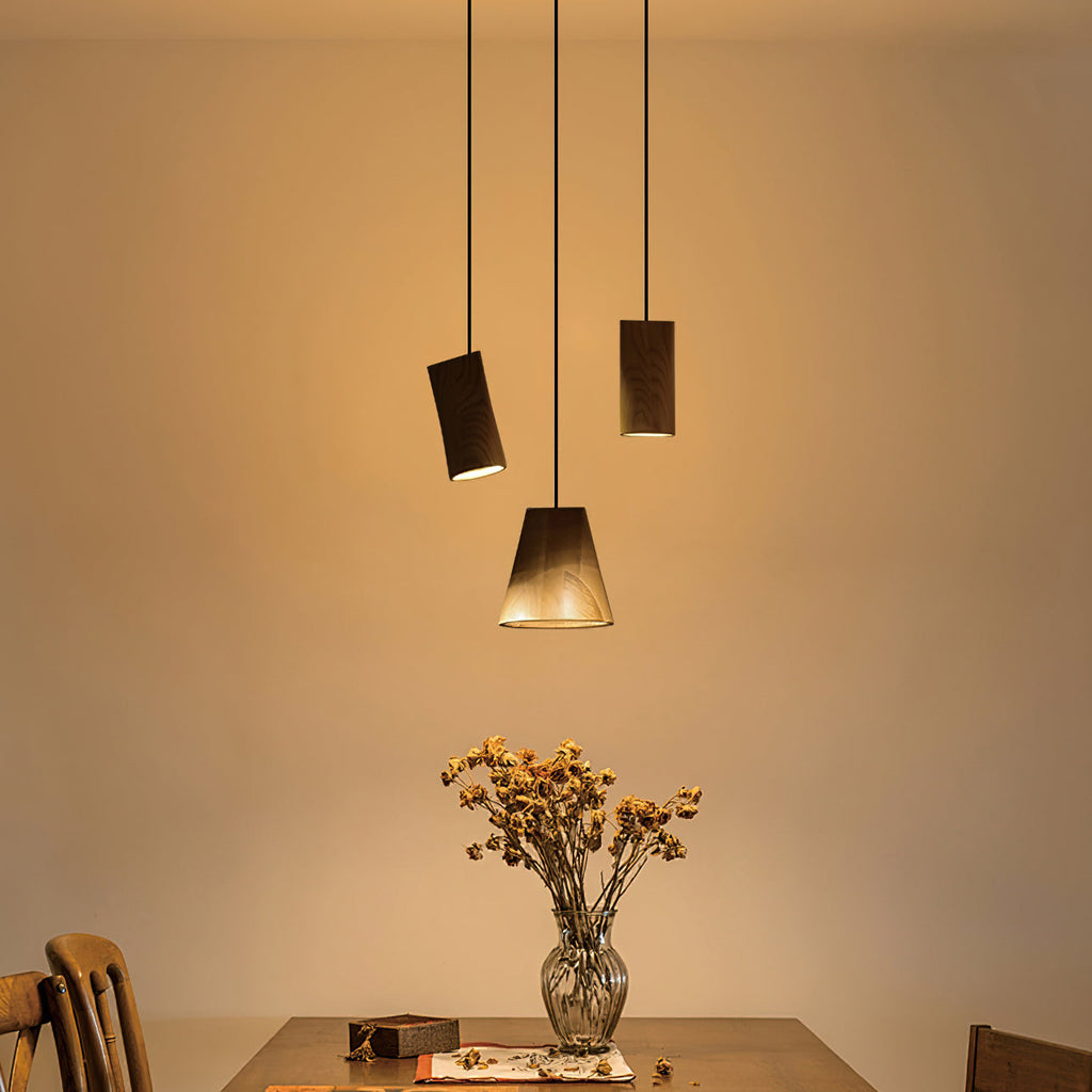 Wood Pendant Light 4 Mode 2 Head Clusters