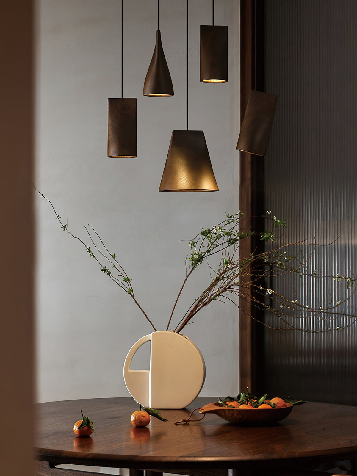 Wood Pendant Light 4 Mode 2 Head Clusters