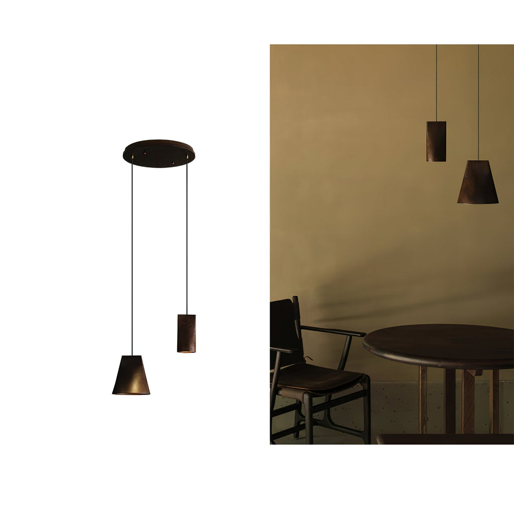 Wood Pendant Light 4 Mode 2 Head Clusters