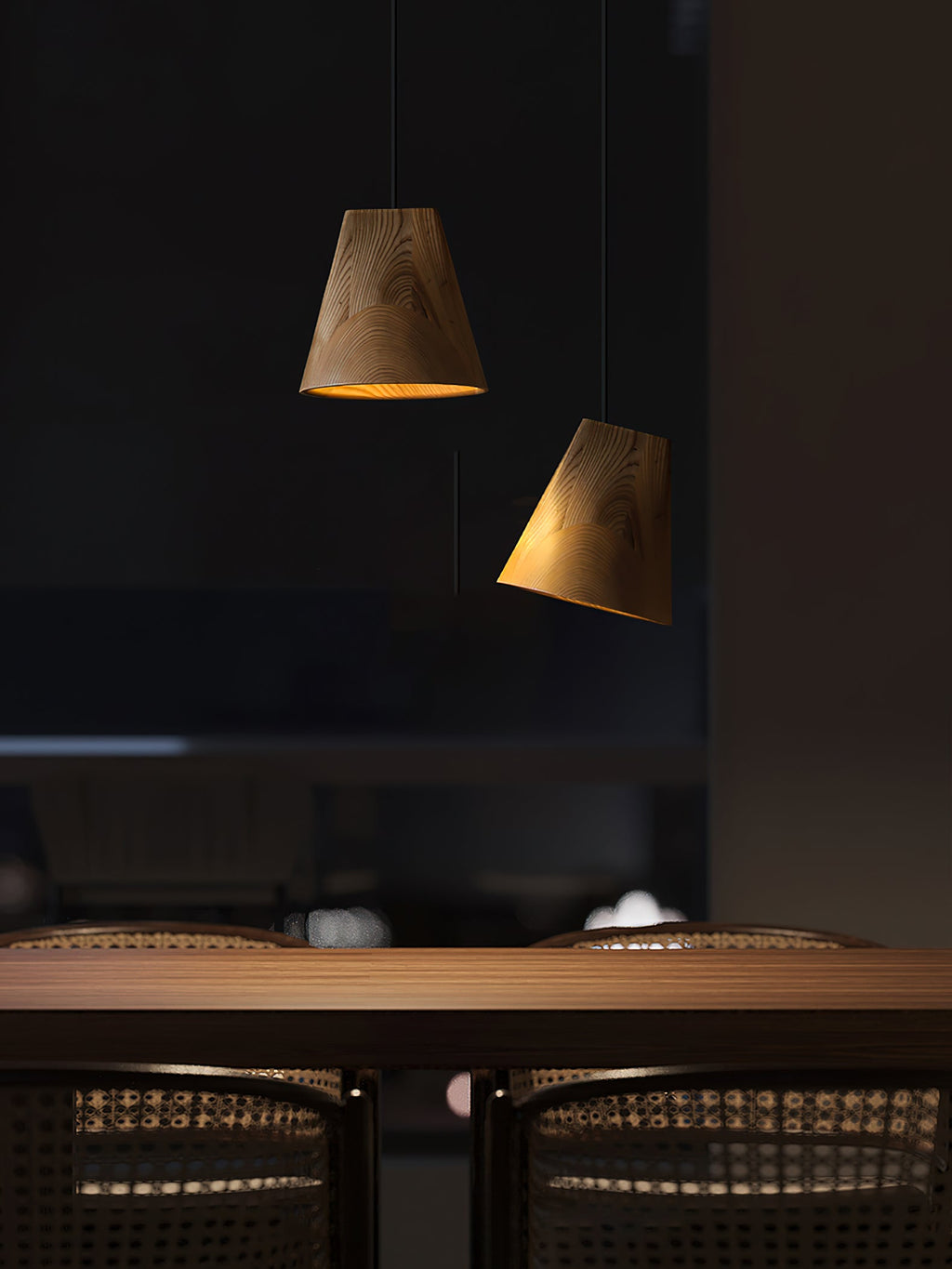 Wood Pendant Light 4 Mode 2 Head Clusters