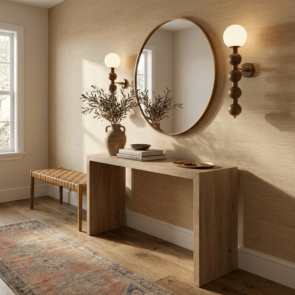 Wall Light 23.6 Inches Wood and Glass White Shade