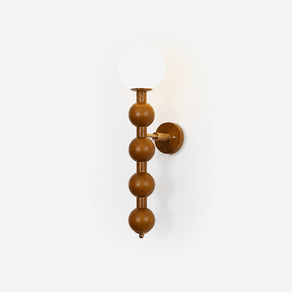 Wall Light 23.6 Inches Wood and Glass White Shade
