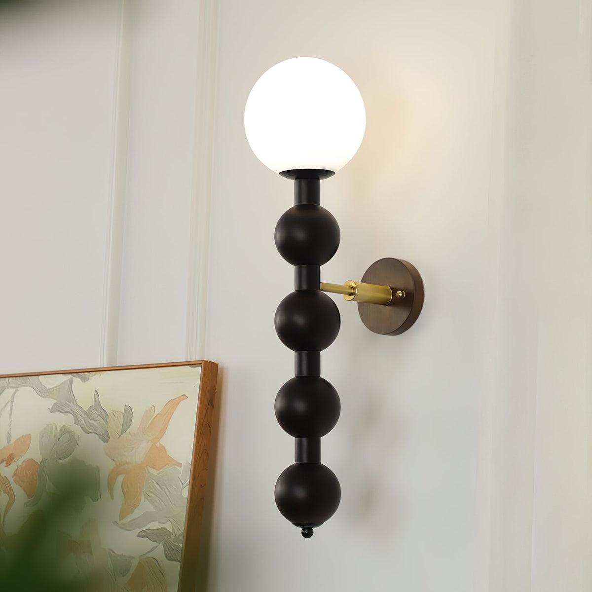 Wall Light 23.6 Inches Wood and Glass White Shade