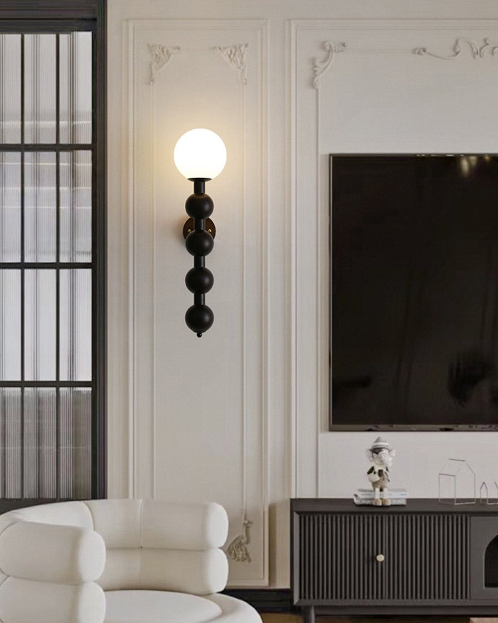 Wall Light 23.6 Inches Wood and Glass White Shade