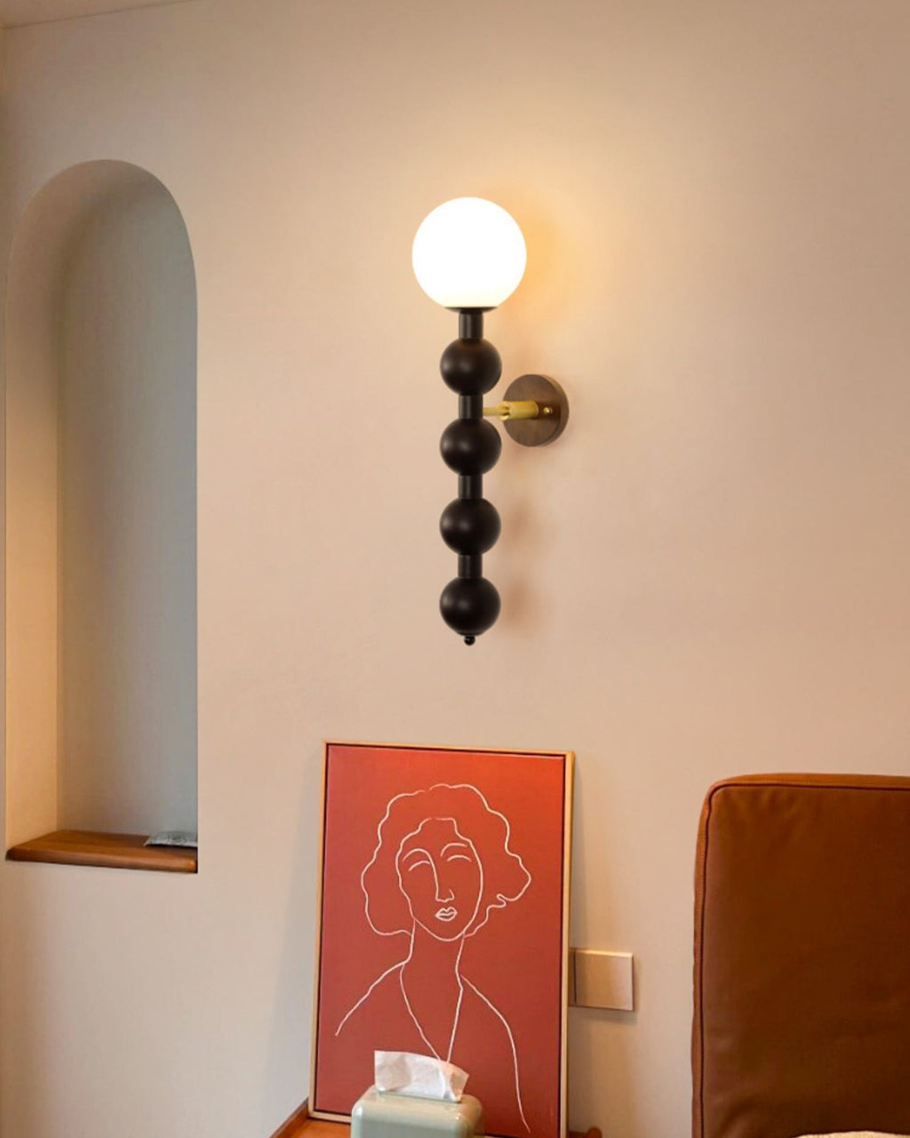 Wall Light 23.6 Inches Wood and Glass White Shade