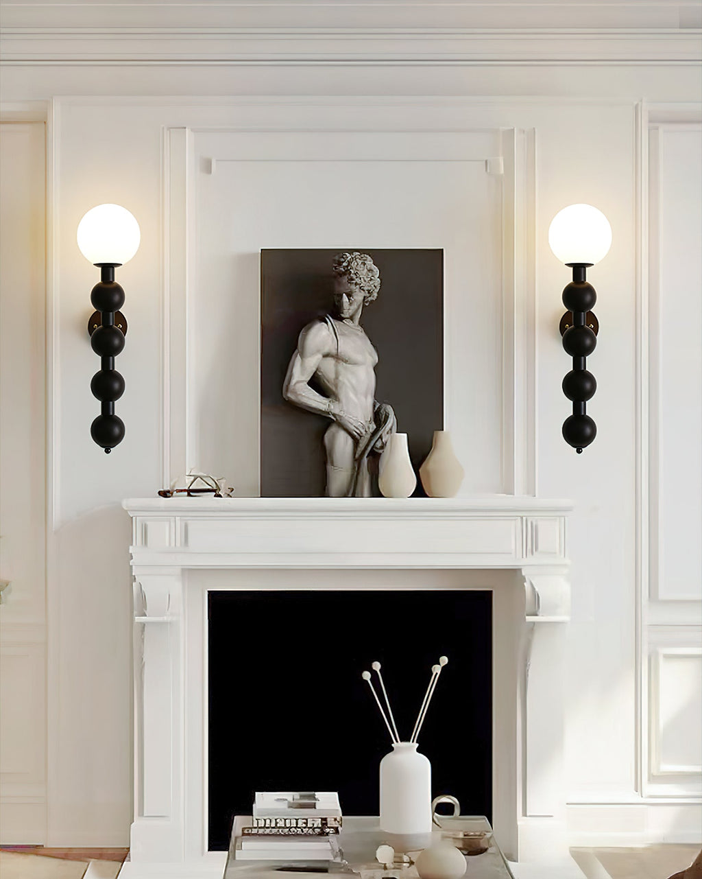 Wall Light 23.6 Inches Wood and Glass White Shade