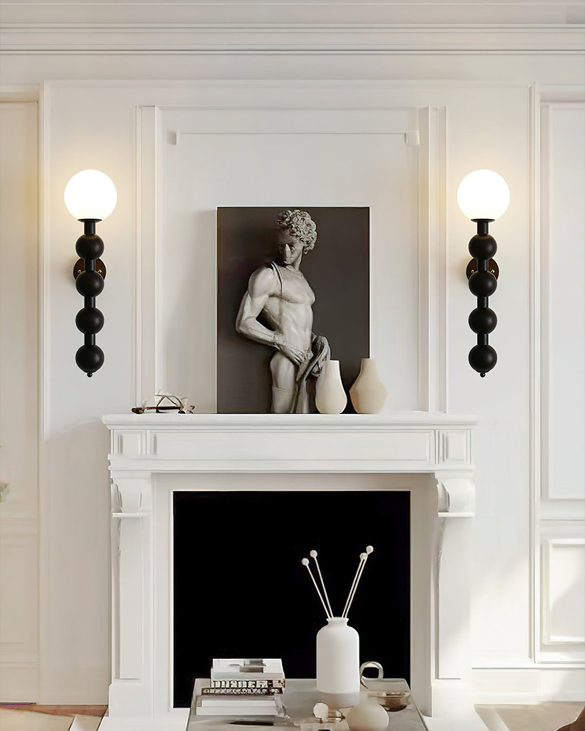 Wall Light 23.6 Inches Wood and Glass White Shade