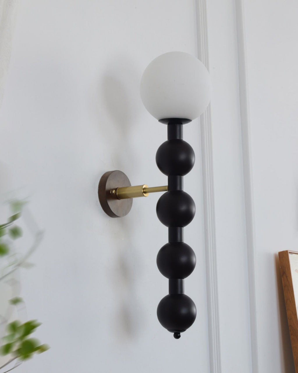 Wall Light 23.6 Inches Wood and Glass White Shade