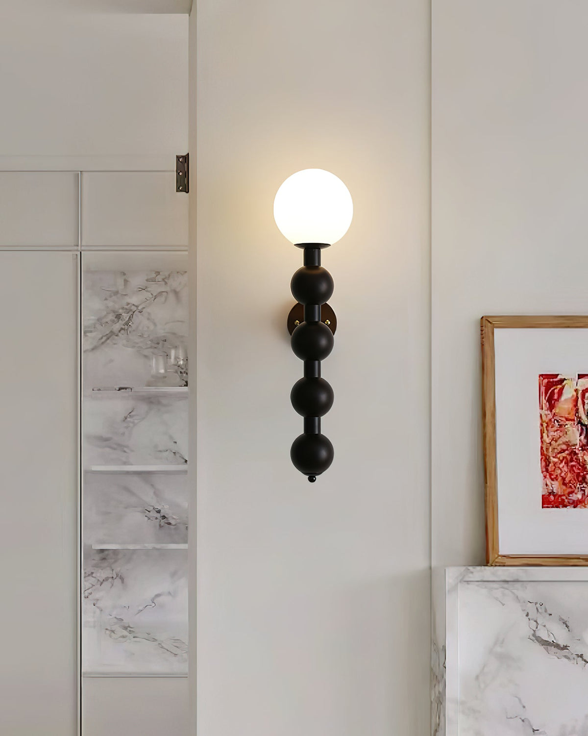 Wall Light 23.6 Inches Wood and Glass White Shade