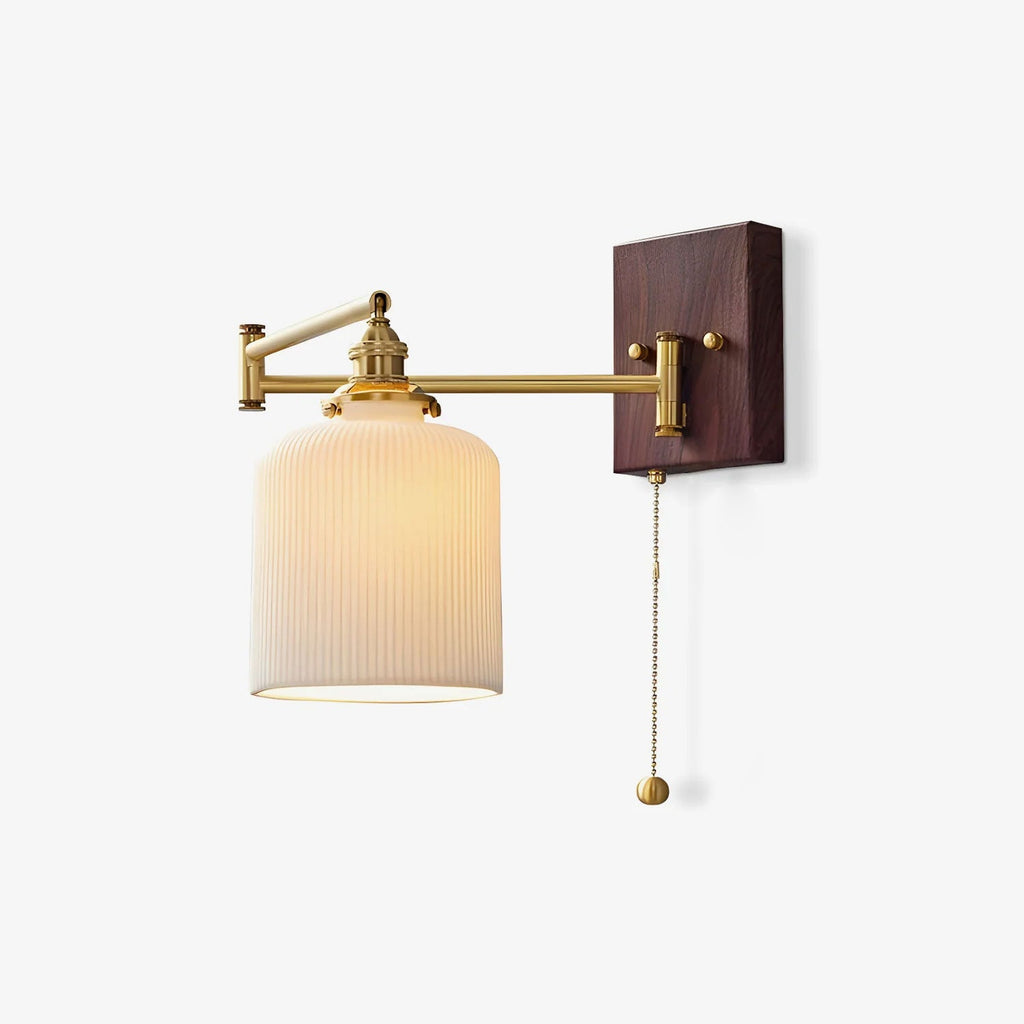 Wall Light 5 Ceramic Shade Models Brass and Walnut