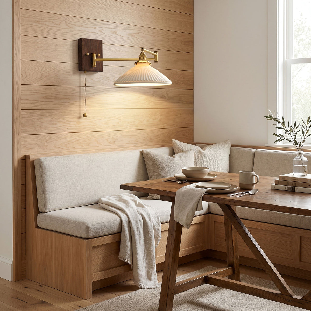 Wall Light 5 Ceramic Shade Models Brass and Walnut