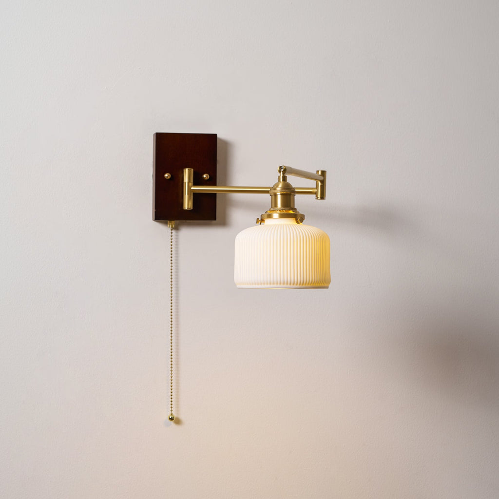Wall Light 5 Ceramic Shade Models Brass and Walnut