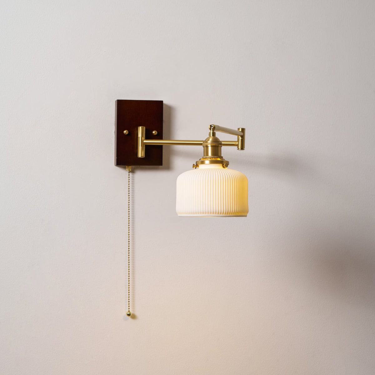 Wall Light 5 Ceramic Shade Models Brass and Walnut