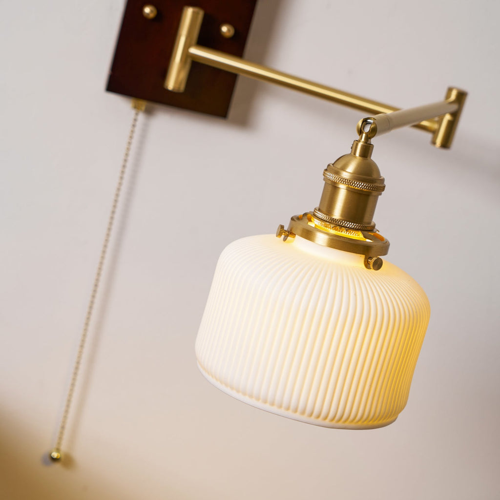 Wall Light 5 Ceramic Shade Models Brass and Walnut
