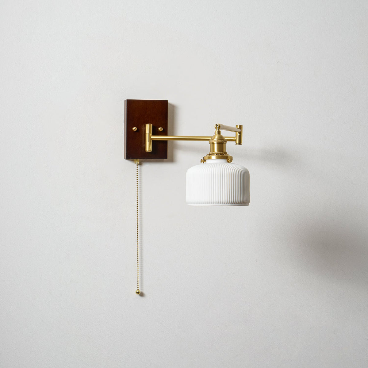 Wall Light 5 Ceramic Shade Models Brass and Walnut